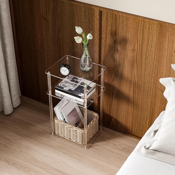 HMYHUM Acrylic Side Table for Small Spaces, Nightstand/Bedside Table, Home - Image 5