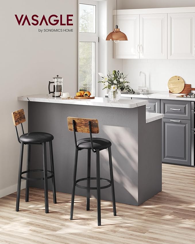 VASAGLE Bar Stools, 29.7 Inches Barstools - Image 2