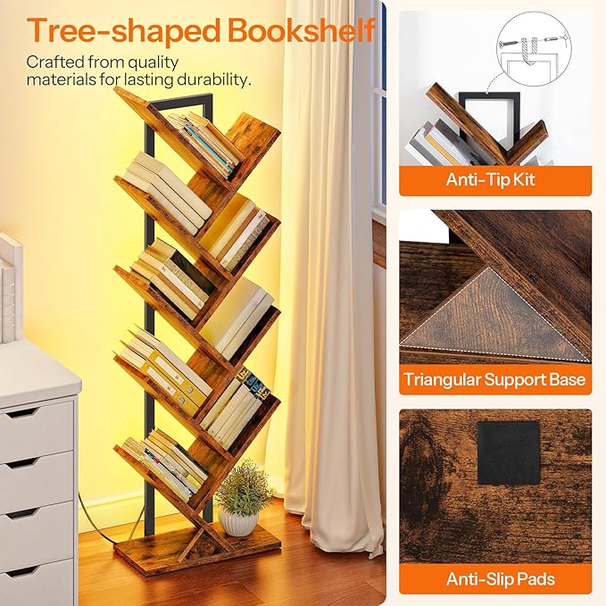 HOOBRO Tree Bookshelf, 9-Tier Tree Bookshelf - Image 5