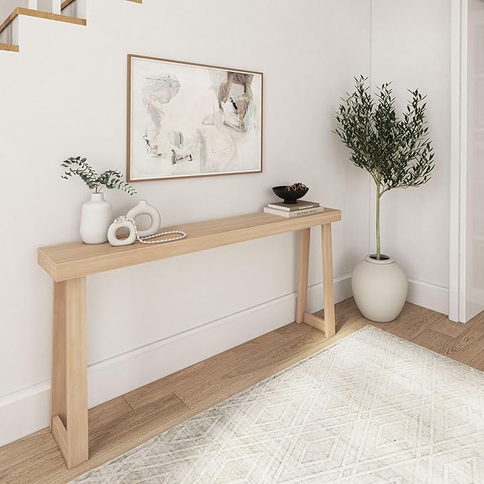 Plank+Beam Solid Wood Console Table, 66 Inch, Sofa Table, Narrow Entryway Table by PlankBeam