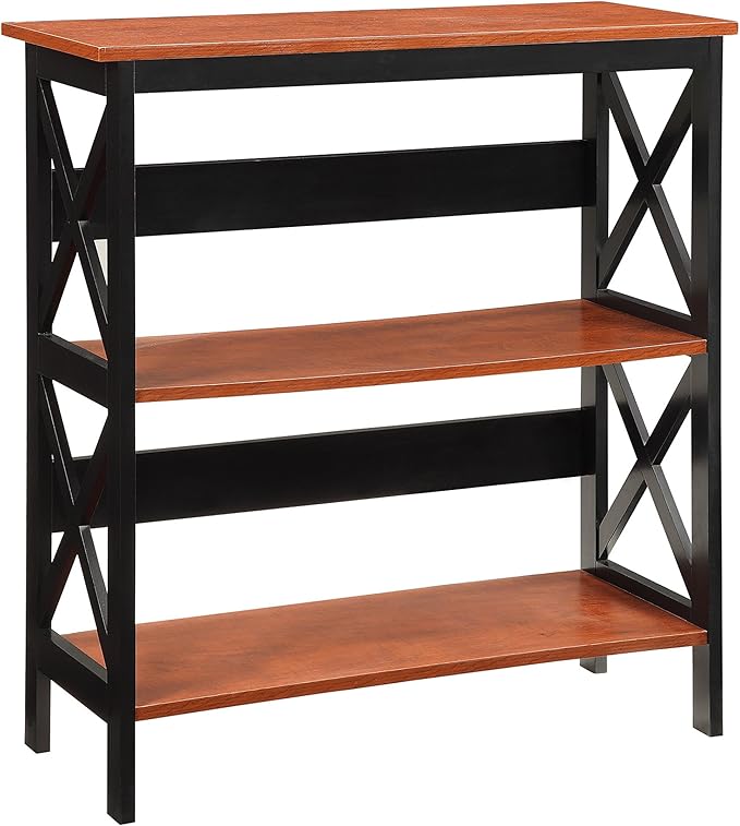 Convenience Concepts Oxford 3 Tier Bookcase, Cherry / Black by ConvenienceConcepts