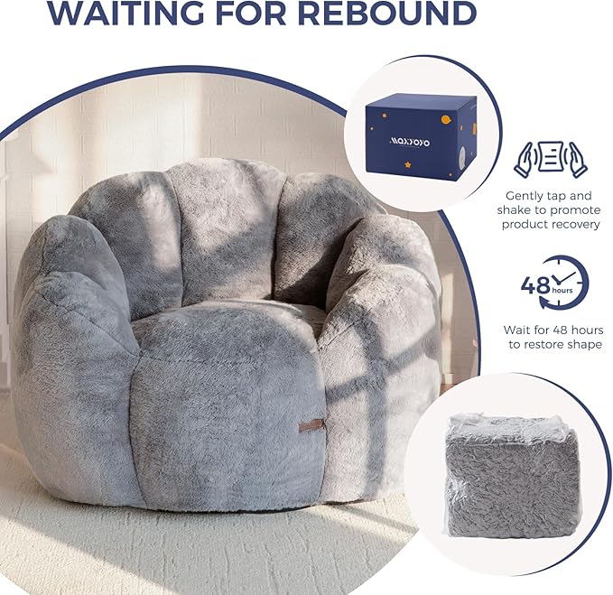 MAXYOYO Bean Bag Chair for Adults, Floral Shaped Bean Bag Sofa, Ultra Soft Faux - Image 8