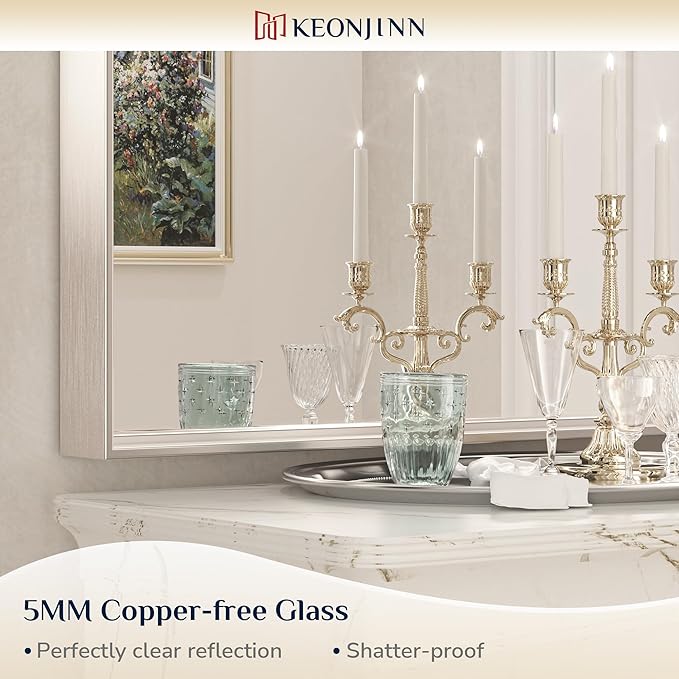 Keonjinn 30 x 36 in Brushed Nickel Bathroom Mirror - Image 9