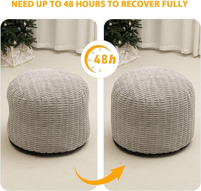 Round Stuffed Pouf Ottoman for Foot Rest, Storage Ottoman Pouf Foot Stool - Image 5