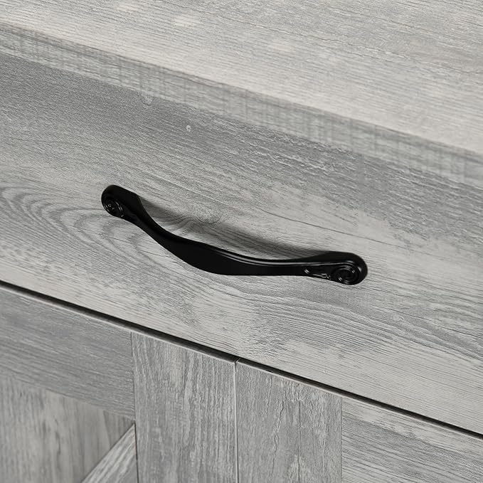 HOMCOM Farmhouse Sideboard Buffet Cabinet, Barn Door Coffee Bar Cabinet - Image 9