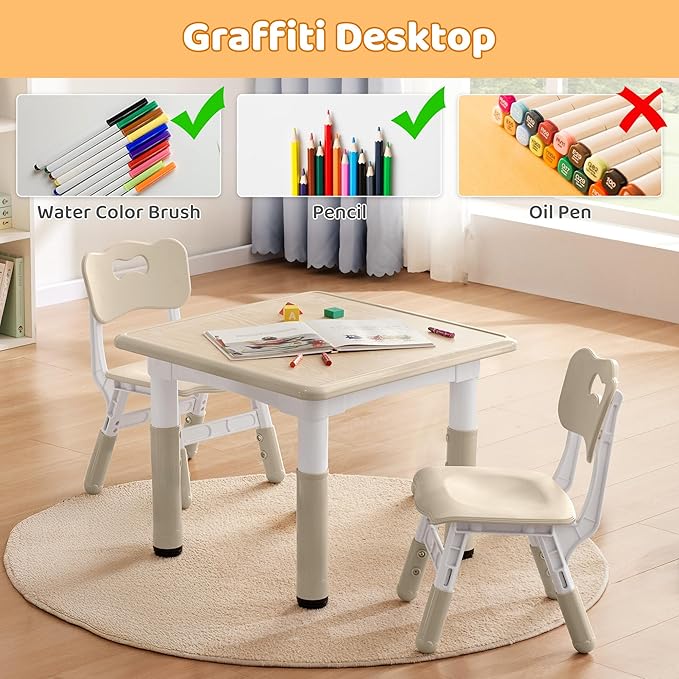 Kids Table & Chairs Set Height Adjustable - Image 2