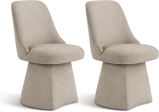 Swivel Dining Chair Mid Century Modern DeskChair High Back Upholstered Linen by Kislot