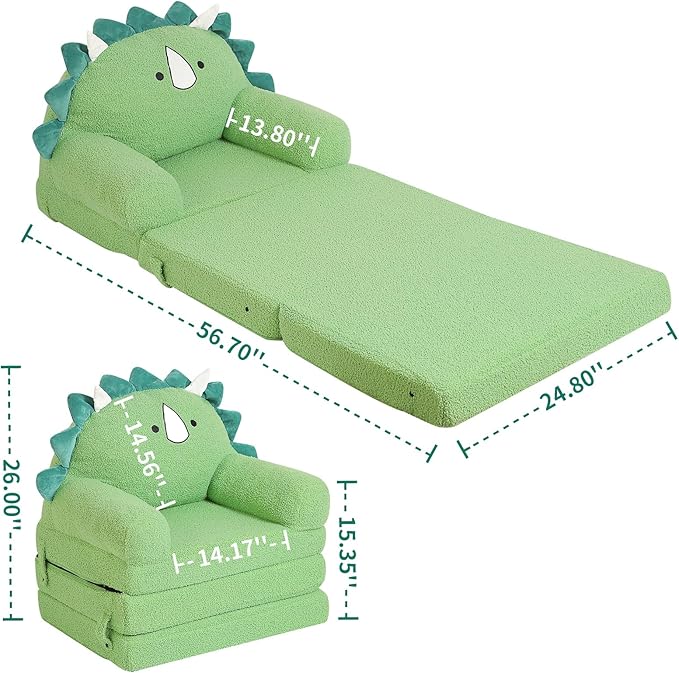 Foldable Kids Sofa, Triceratops Toddler Couch - Image 3