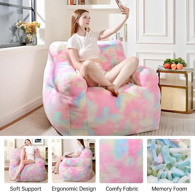Large Bean Bag Chairs for Adults & Kids, 3FT Memory Foam Bean Bags - Image 7