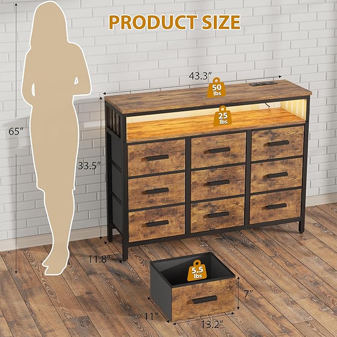 9 Drawer Dresser TV Stand up to - Image 3