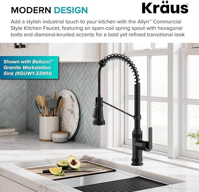 KRAUS Allyn Commercial Style 2-Function Single Handle Pull Down Kitchen Faucet - Image 4