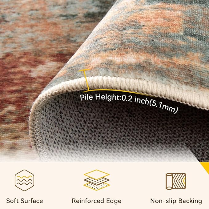 Washable Area Rugs 2'x8' Non-Slip Modern Abstract Soft - Image 6