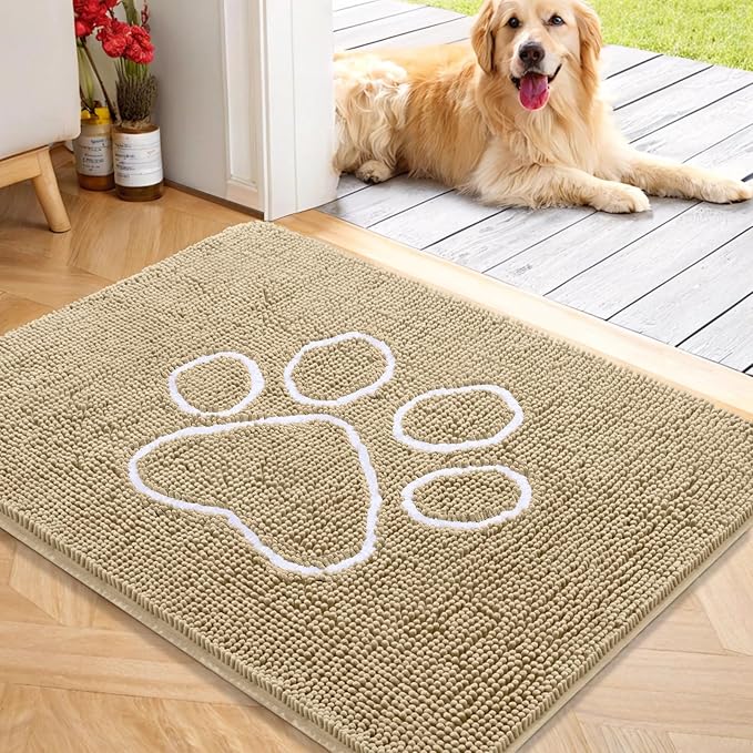 OLANLY Door Mat for Muddy Dog Paws 40x32, Ultra Absorbent Chenille Mud Doormat by OLANLY