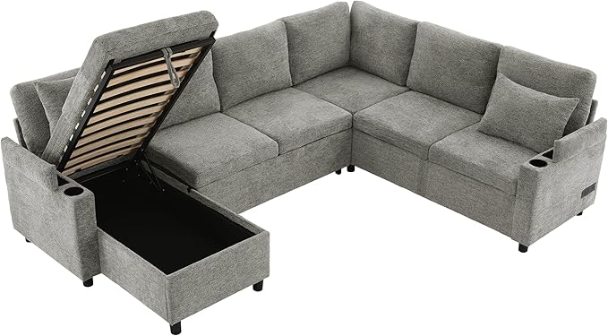 Eafurn Oversized U Shaped Sectional Sleeper Sofabed Pull Out Couch Bed - Image 6