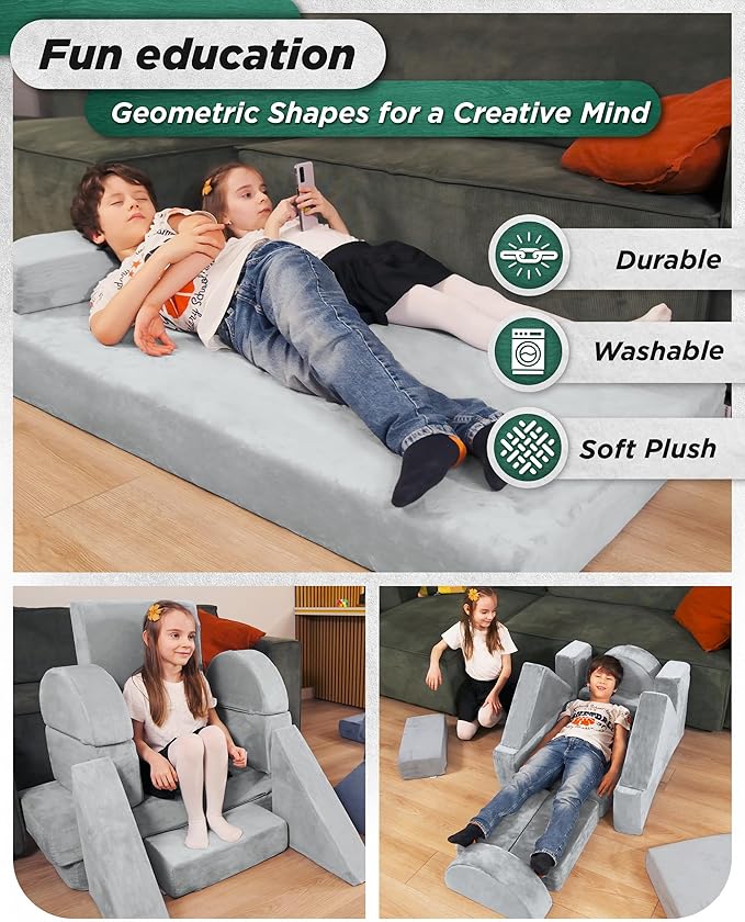 Lunix LX22 11pcs Modular Kids Play Couch, Child Sectional Sofa, Fortplay - Image 6