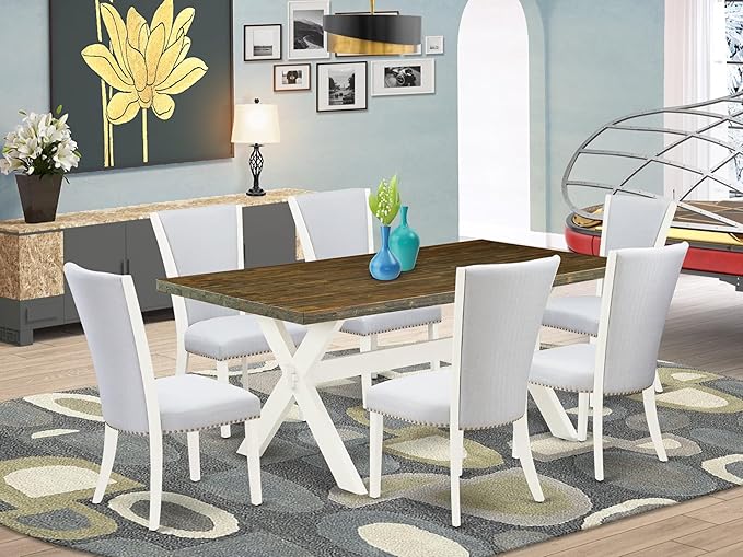 East West Furniture X077VE005-7 7 Piece Dining Table Set Consist of a Rectangle - Image 2