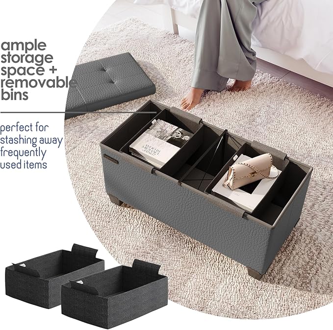 STORAGEBUD Storage Ottoman Bench - Image 3
