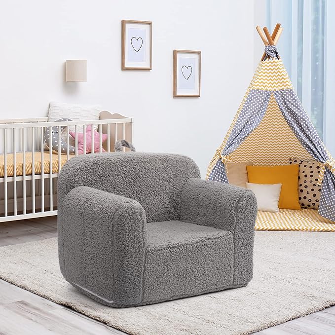 ALIMORDEN Kids Ultra-Soft Snuggle Foam Filled Chair, Toddler Cuddly Sherpa - Image 8