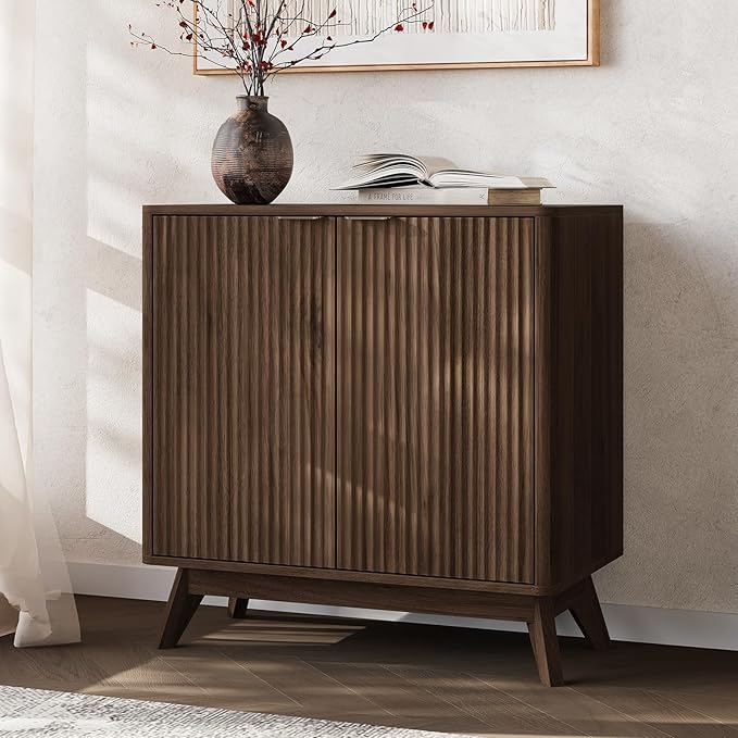 Buffet Cabinet with Storage, Fluted Multifunctional Storage Cabinet with 2 Doors by Unknown