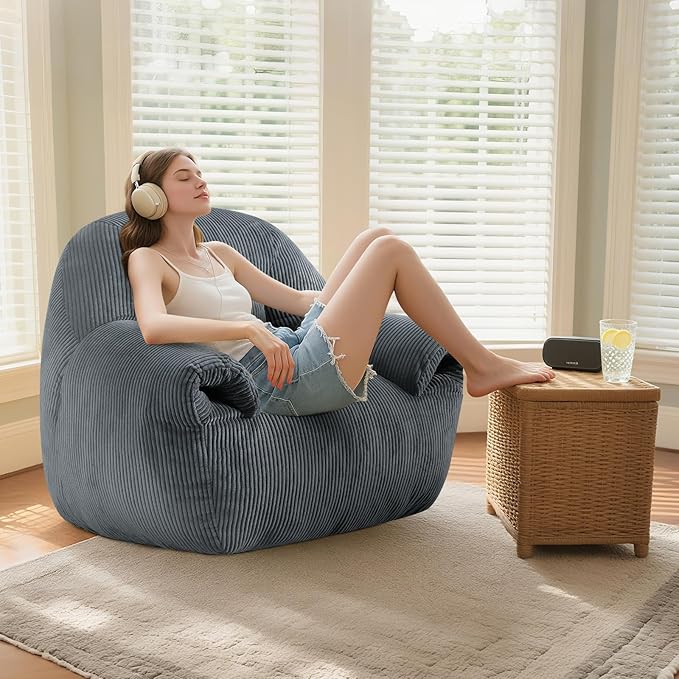 DAICO Bean Bag Chairs for Adults, Giant Bean Bag Chair Comfy Bean Bag Sofa - Image 4