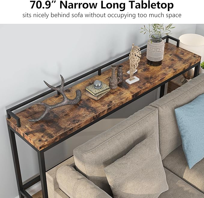 Tribesigns 70.9 inch Extra Long Sofa Table, Narrow Console Table Behind Couch - Image 6