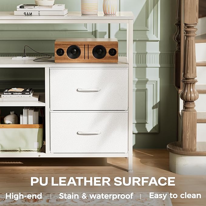 Huuger TV Stand Dresser with Power Outlets and LED Lights, 4 Drawers - Image 6