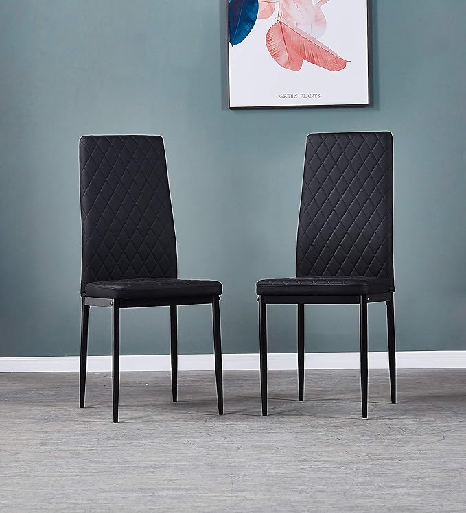 JT Modern Minimalist Dining Chair Fireproof Leather Sprayed Metal Pipe Diamond - Image 5