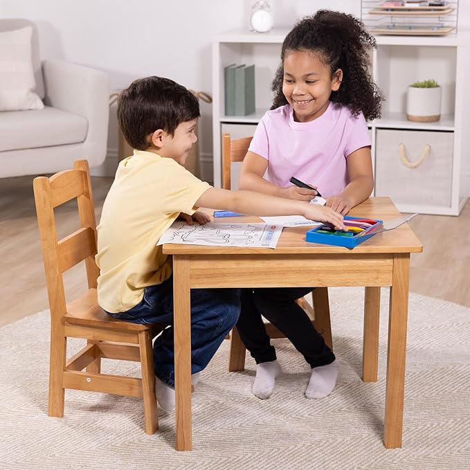 Melissa & Doug Solid Wood Table and 2 Chairs Set - Image 7