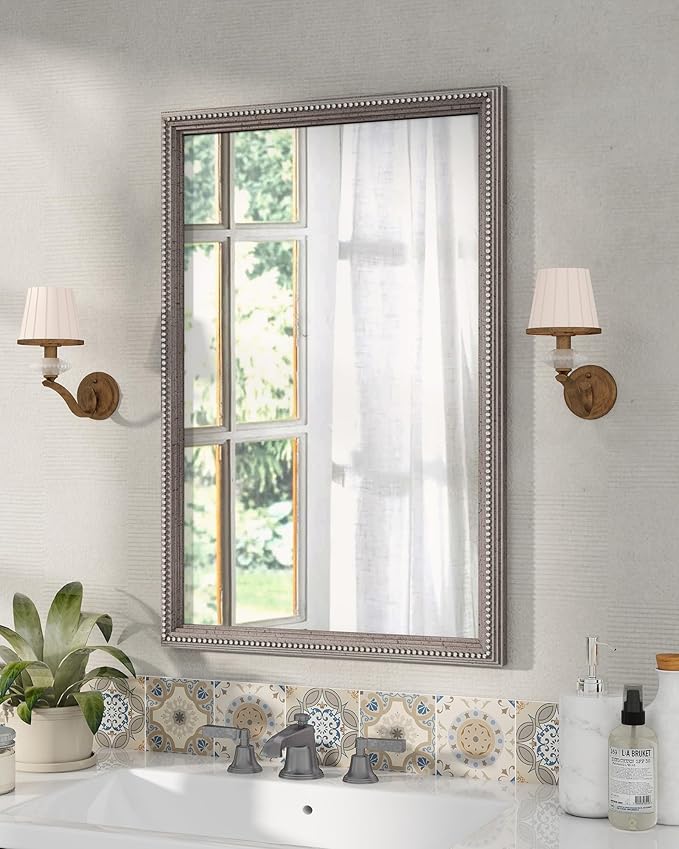 Axeman 24x36 Wood Wall Mirror, Rustic Bathroom Mirror, Vintage Wall Mounted - Image 2