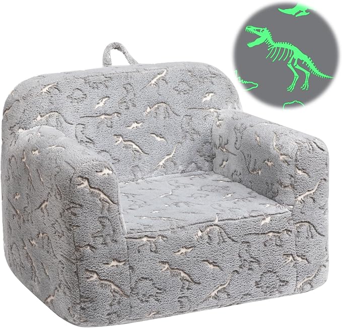 ALIMORDEN Kids Ultra-Soft Snuggle Foam Filled Chair, Glow-in-The-Dark Dinosaurs - Image 4