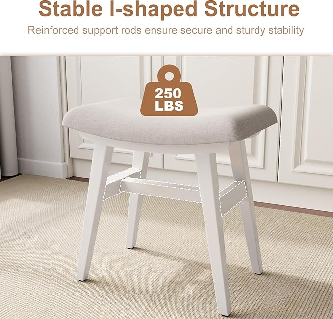 Solid Wood Small Vanity Stool, Compact Makeup Chair - Image 7