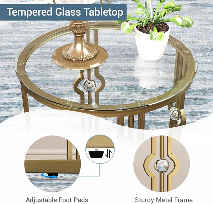 OIOG Glass Side Table Set of 2, Living Room End Table - Image 4