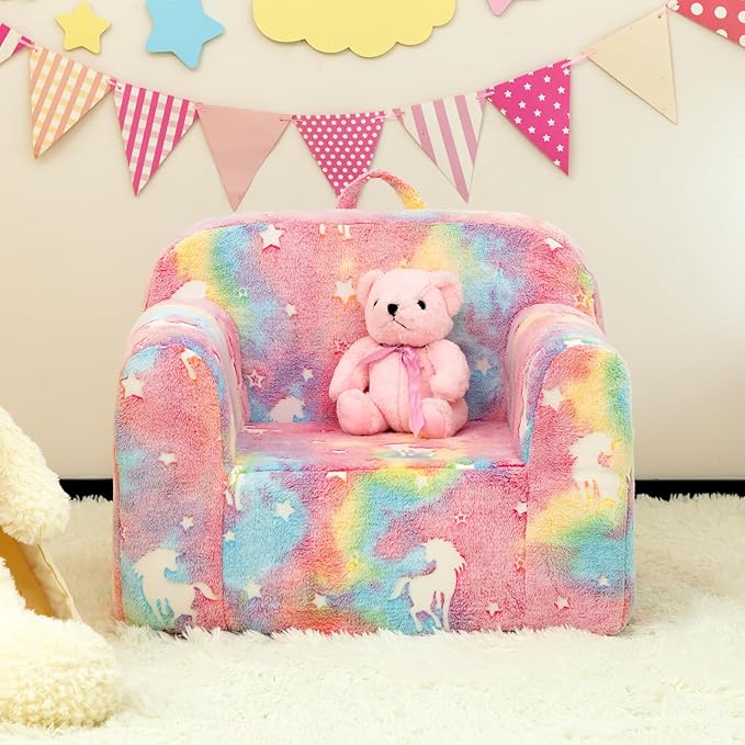 ALIMORDEN Kids Ultra-Soft Snuggle Foam Filled Chair, Cuddly Sherpa Reading Couch - Image 2