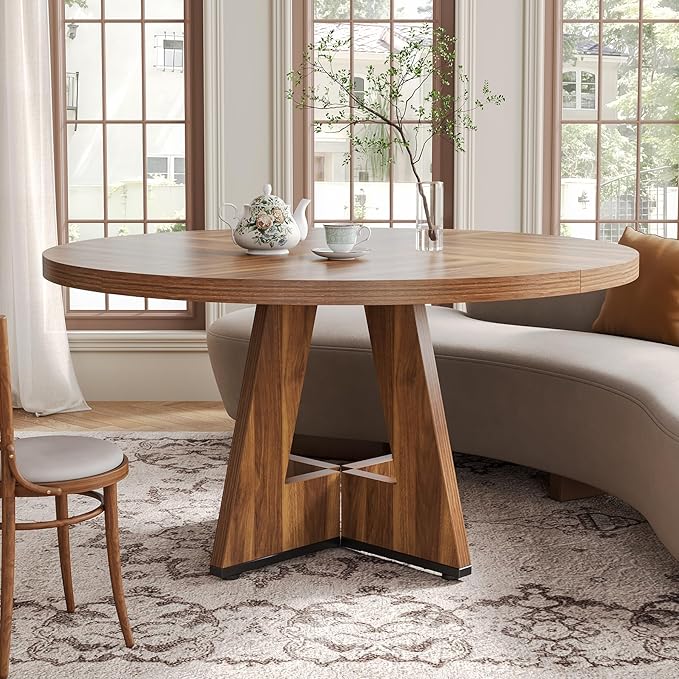 LITTLE TREE Round Dining Table for 4-6 People, 47 Inches Dining Room Table - Image 5