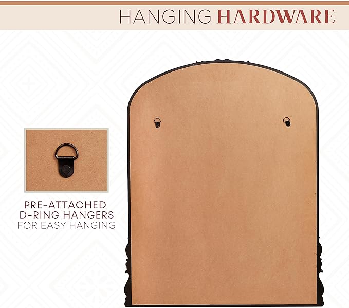 English Estate Carved Arch Wood Wall Mirror, Mirror - Image 5
