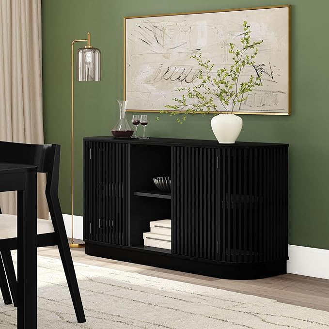 Plank+Beam Contour Wood TV Stand, Two Door Solid Wood Entertainment Console - Image 8