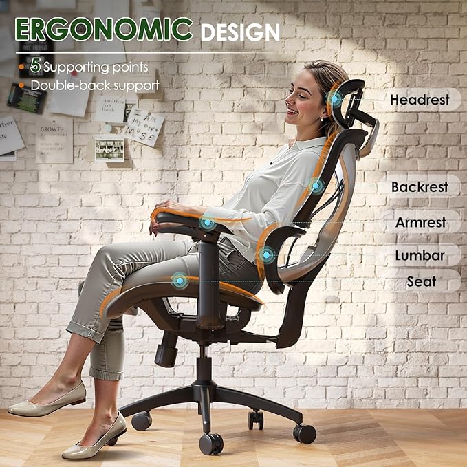 GABRYLLY Ergonomic Office Chair, Big and Tall Mesh Chair - Image 3