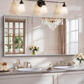 YIROMAN Bathroom Mirror 60"x30", Large Brushed Silver Bathroom Mirror by Unknown