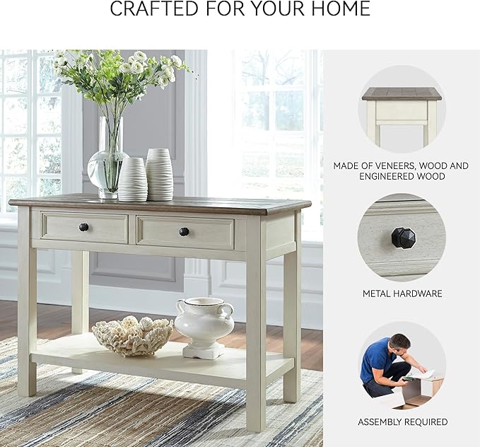 Signature Design by Ashley Bolanburg Farmhouse Rectangular Two Tone Sofa Table - Image 5