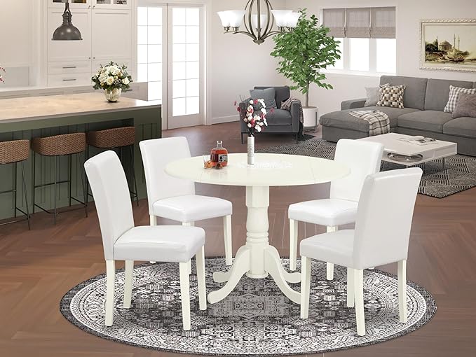 East West Furniture DLAB5-LWH-64 5 Piece Kitchen Table & Chairs Set Includes a - Image 2