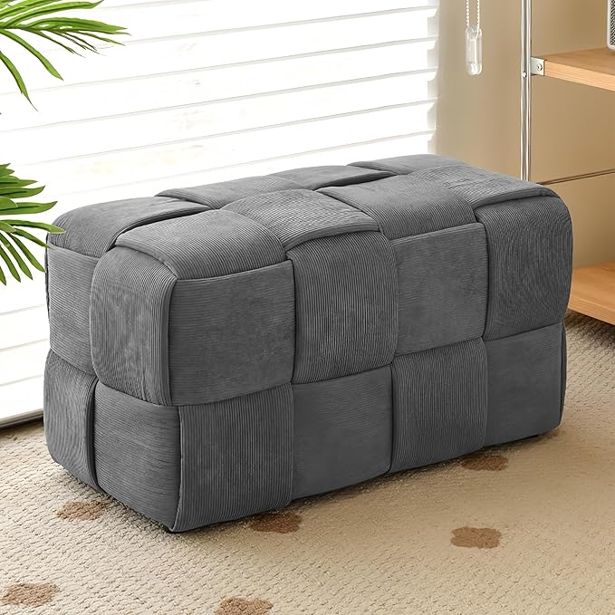 Ottoman Foot Rest Soft and Comfortable Ottoman Square Corduroy Woven Design - Image 2