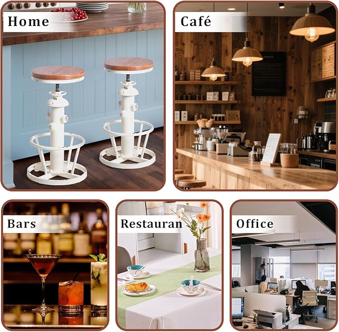 Topower Aged Antique Industrial Round Bottom Adjustable Height Cafe Coffee - Image 5