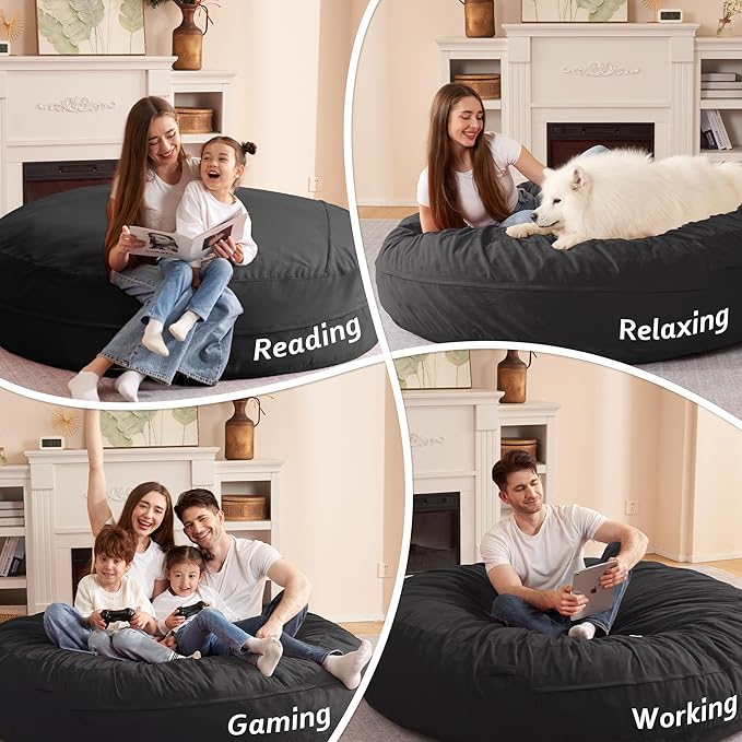 HABUTWAY XX-Large Bean Bag Chair: Giant 7' Memory Foam Furniture Bean Bag Chairs - Image 5