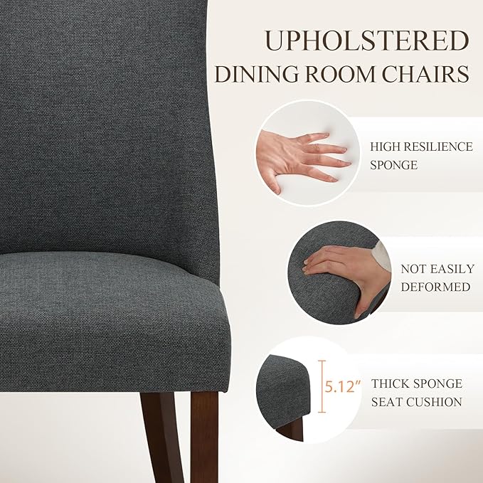 COLAMY Upholstered Dining Chairs Set of 4, Mid Century Modern Kitchen Chairs - Image 4