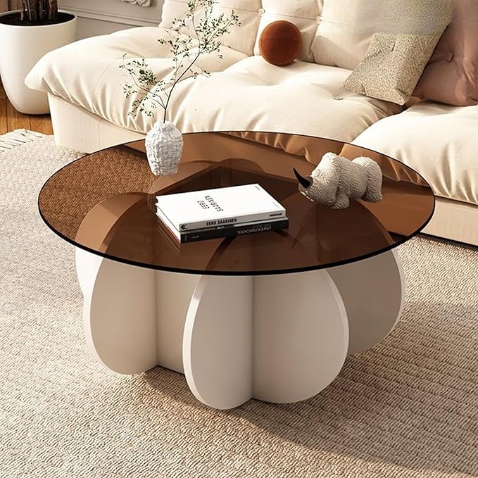 Round Coffee Table, Modern Glass Coffee Table by dnziqi