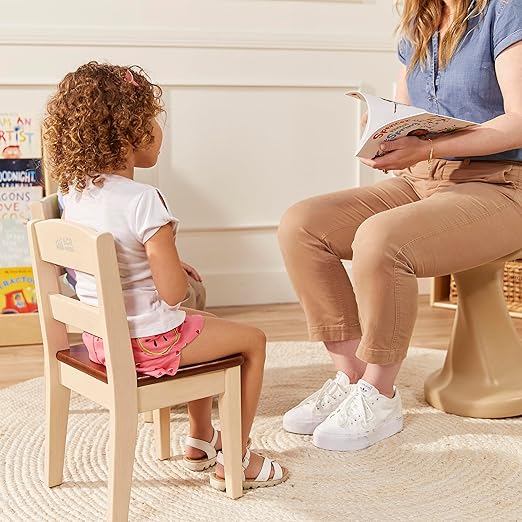 ECR4Kids Hideaway Table and Chair Set, Kids Furniture, Dark Walnut/Antique White - Image 12