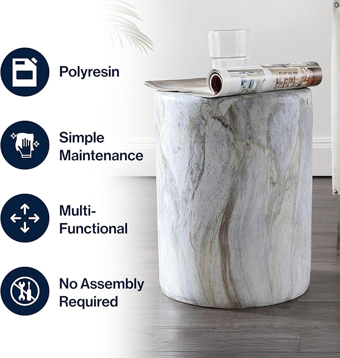 JONATHAN Y TBL1101B Troy 16" Modern Minimalist Faux Marble Column - Image 5