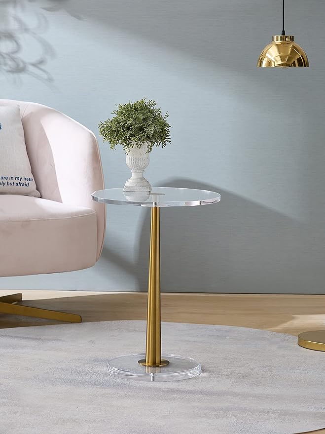 Clear Acrylic Table with Cone Metal Pole … - Image 6