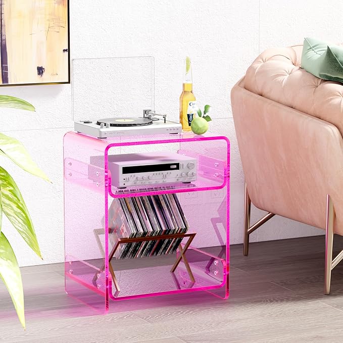 Clear Acrylic 3-Tier End Table/Nightstand – Sleek Bedside Storage - Image 8