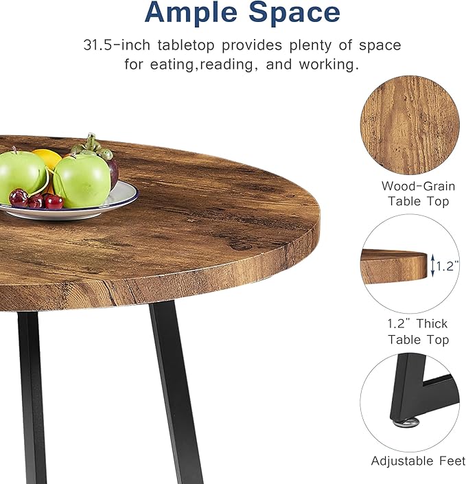 VECELO Round Dining Room Table - Image 6